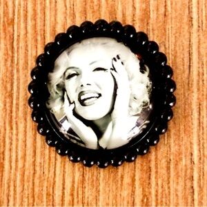 Old Hollywood Marilyn Monroe Black and White Brooch, NWT, Handmade